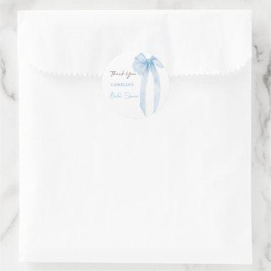 Blue Bow  Thank You Classic Round Sticker