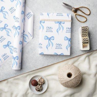 Blue Bow Coquette Personalized  Wrapping Paper