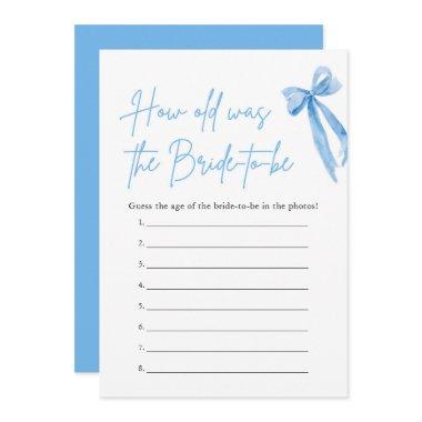 Blue Bow How Old Was the Bride  Game
