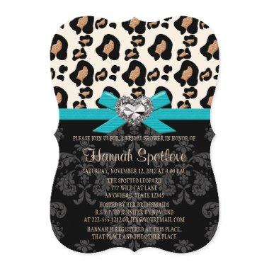 Blue Bow Leopard Print Faux Bling