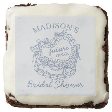 Blue Bow Retro Heart Coquette Cake  Brownie