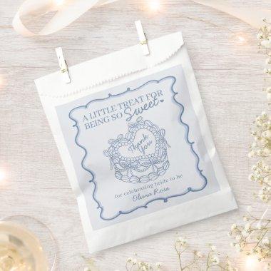 Blue Bow Retro Heart Coquette Cake  Favor Bag