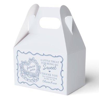 Blue Bow Retro Heart Coquette Cake  Favor Boxes