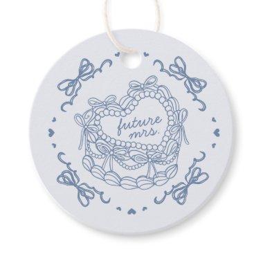 Blue Bow Retro Heart Coquette Cake  Favor Tags