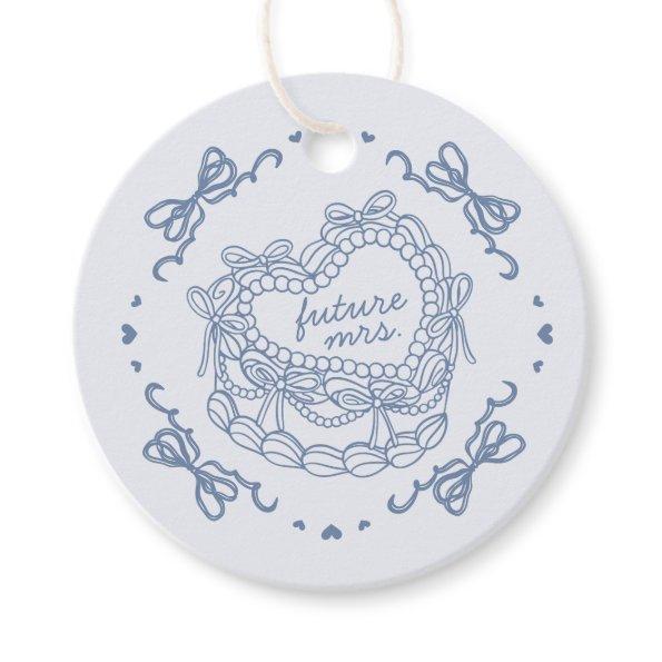 Blue Bow Retro Heart Coquette Cake  Favor Tags
