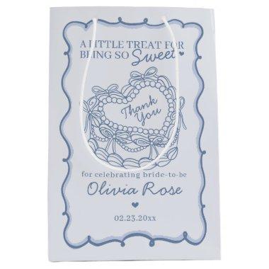 Blue Bow Retro Heart Coquette Cake  Medium Gift Bag