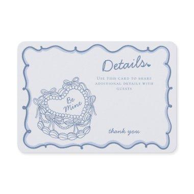 Blue Bow Retro Heart Coquette Cake Details Insert