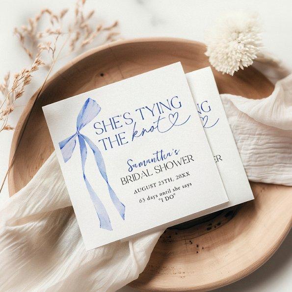 Blue Bow Shes Tying The Knot  Napkins