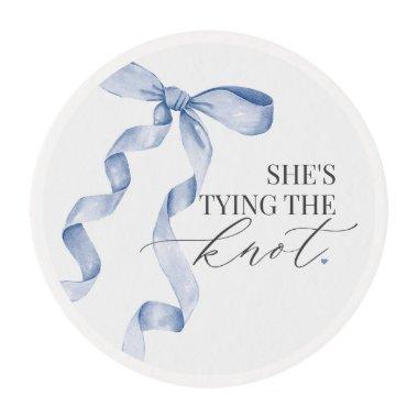 Blue Bow Tying the Knot  Dessert Edible Frosting Rounds