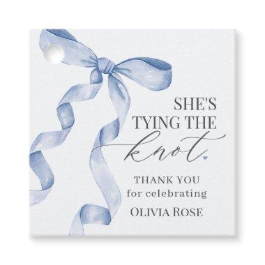Blue Bow Tying the Knot  Party Favor Tags