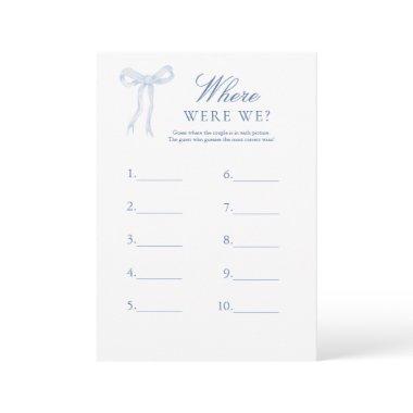 Blue Bow Where Were We Guess Bridal Game