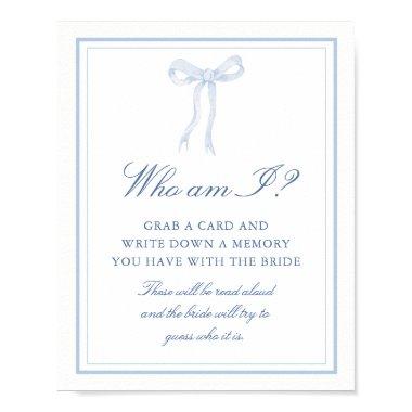 Blue Bow Who Am I  Game Sign