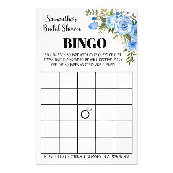 Blue Bridal Shower Bingo english spanish game Invitations Flyer