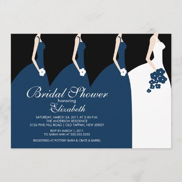 Blue Bride Bridesmaids Bridal Shower Invitations