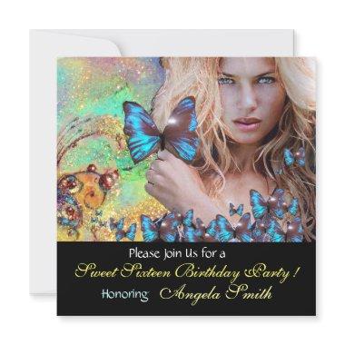 BLUE BUTTERFLY SWEET 16 PARTY MONOGRAM