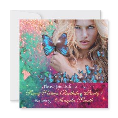 BLUE BUTTERFLY SWEET 16 PARTY MONOGRAM