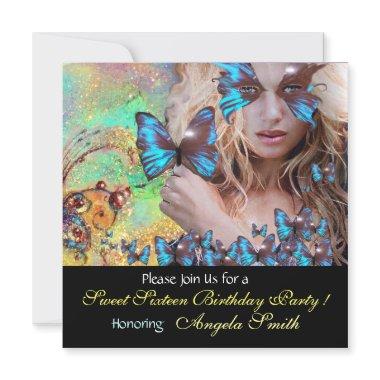 BLUE BUTTERFLY SWEET 16 PARTY MONOGRAM