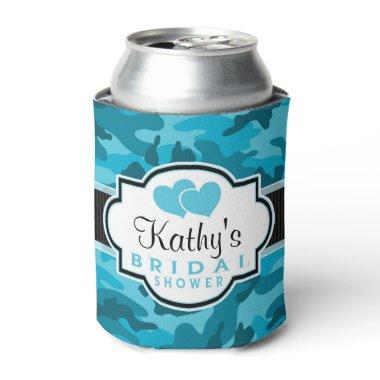 Blue Camo, Camouflage Bridal Shower Can Cooler