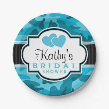 Blue Camo, Camouflage Bridal Shower Paper Plates