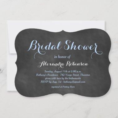 Blue Chalk Bridal Shower Invitations