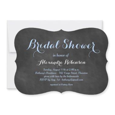 Blue Chalk Bridal Shower Invitations