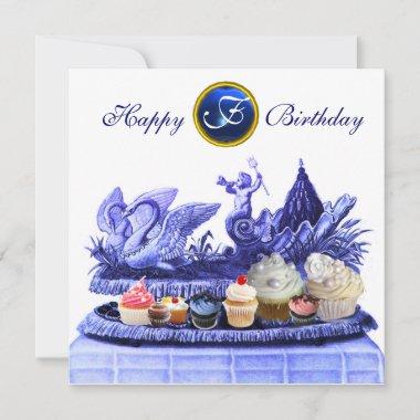 BLUE CHARIOT OF SWANS AND CUPCAKES BIRTHDAY PARTY Invitations
