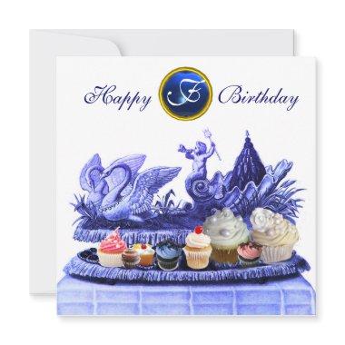 BLUE CHARIOT OF SWANS AND CUPCAKES BIRTHDAY PARTY Invitations