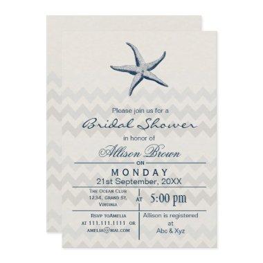 Blue Chevron Starfish Beach  Invites