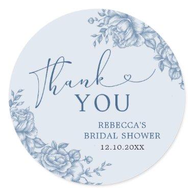 Blue Chinoiserie Baby Shower Thank You Sticker
