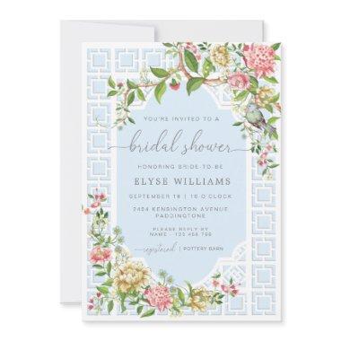 Blue Chinoiserie Bridal Shower Invitations Trianon