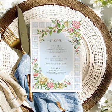 Blue Chinoiserie Floral Menu - Trianon