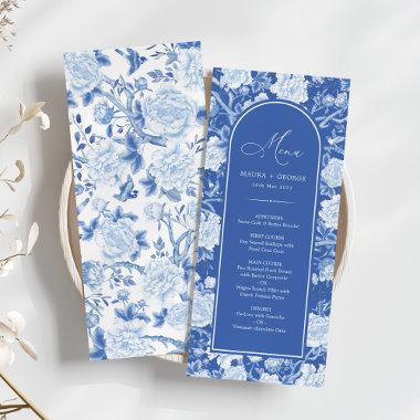 Blue Chinoiserie Floral Porcelain Menu Invitations