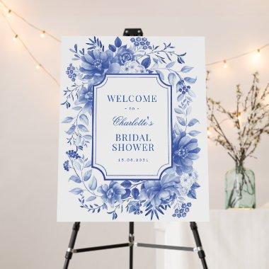 Blue Chinoiserie Flowers  Welcome Foam Board