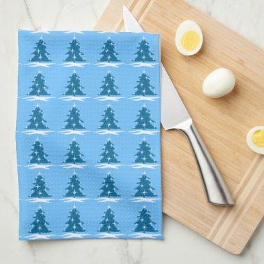Blue Christmas Tree Towel Custom Holiday Tea Towel