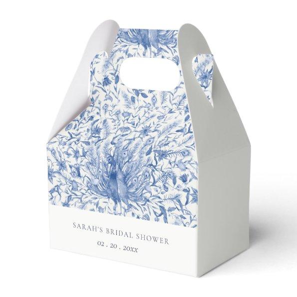 Blue Classy Watercolor Peacock Flora  Favor Boxes