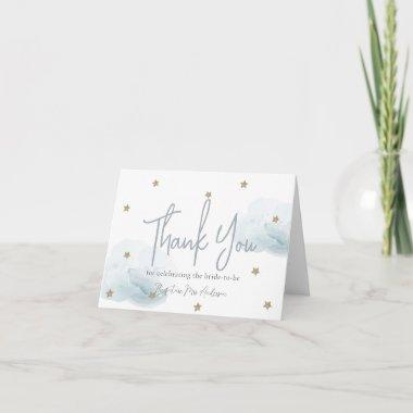 Blue Cloud 9 Gold Star Bridal Shower Thank You Invitations