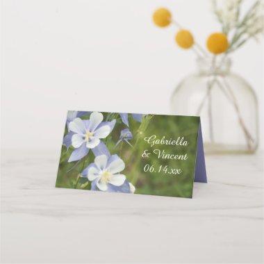 Blue Columbine Flowers Wedding Place Invitations