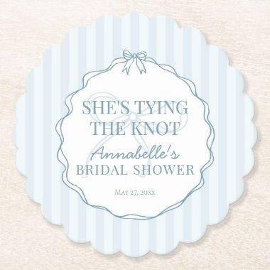 Blue Coquette Bow Pastel  Brunch Paper Coaster