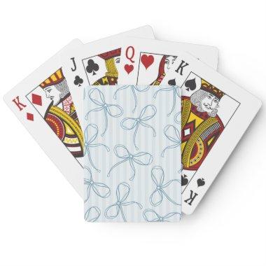 Blue Coquette Bow Pastel Striped Favor Games Poker
