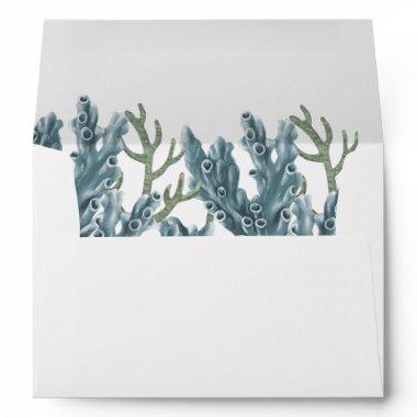 Blue Corals Under The Sea Wedding Envelope
