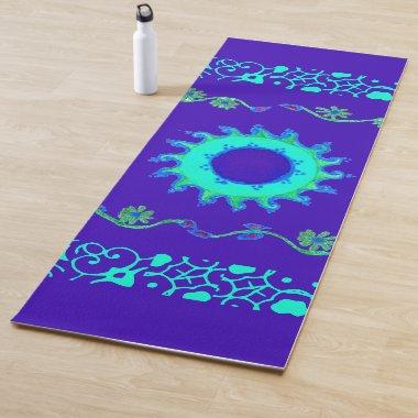 Blue Cyan Royal Blue Iridescent Color Art Print Yoga Mat