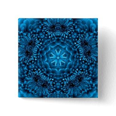 BLUE DAHLIA PINBACK BUTTON