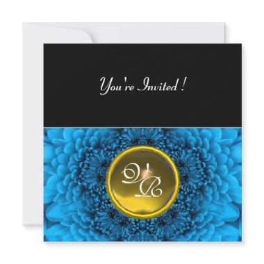 BLUE DAHLIA, TOPAZ ,bright green black yellow Invitations