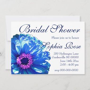 Blue daisy blue floral photo Invitations