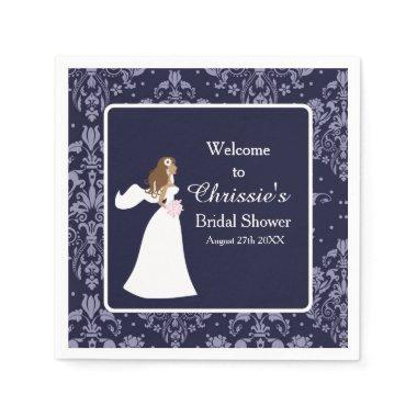 Blue Damask Bride  Napkins