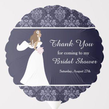 Blue Damask Bride  Thank You Balloon
