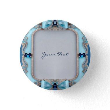 Blue Decorative Frame Pinback Button