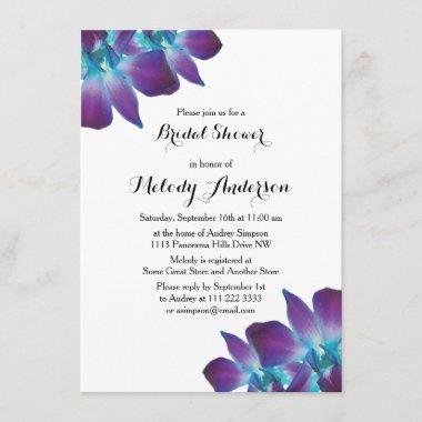 Blue Dendrobium Orchid Bridal Shower Invitations