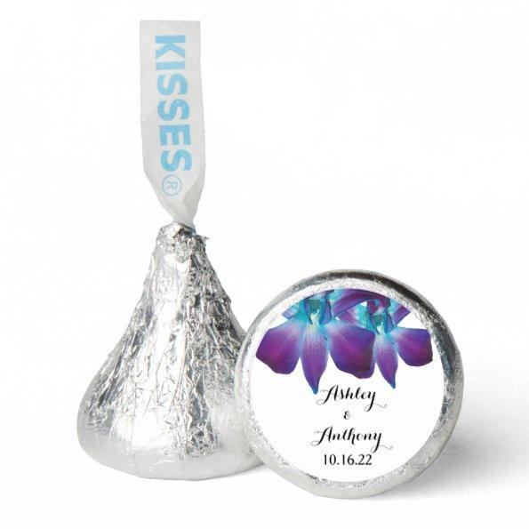 Blue Dendrobium Orchid Personalized Wedding Hershey®'s Kisses®