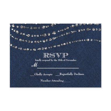 Blue Denim & Diamonds Sparkle Bling Party RSVP